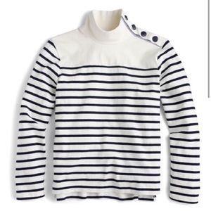J.Crew Button Mock Neck Shoulder Button Sweater